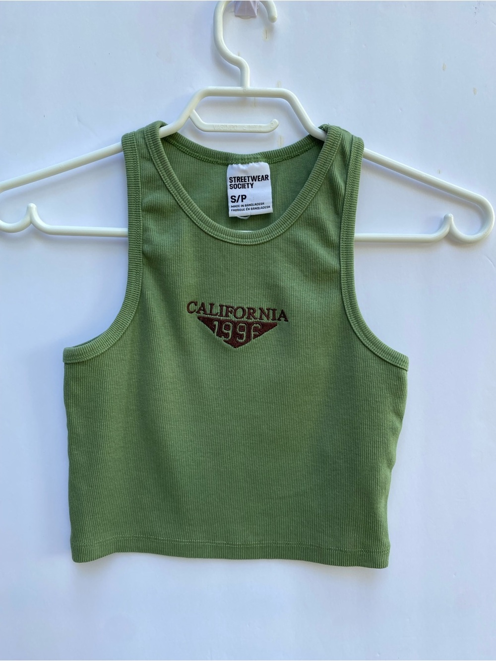 Olive Green 'California 1995' Crop Tank